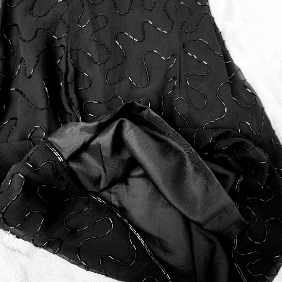 Sequin Beaded Little Black Dress Size 5 - Picture 6 of 11